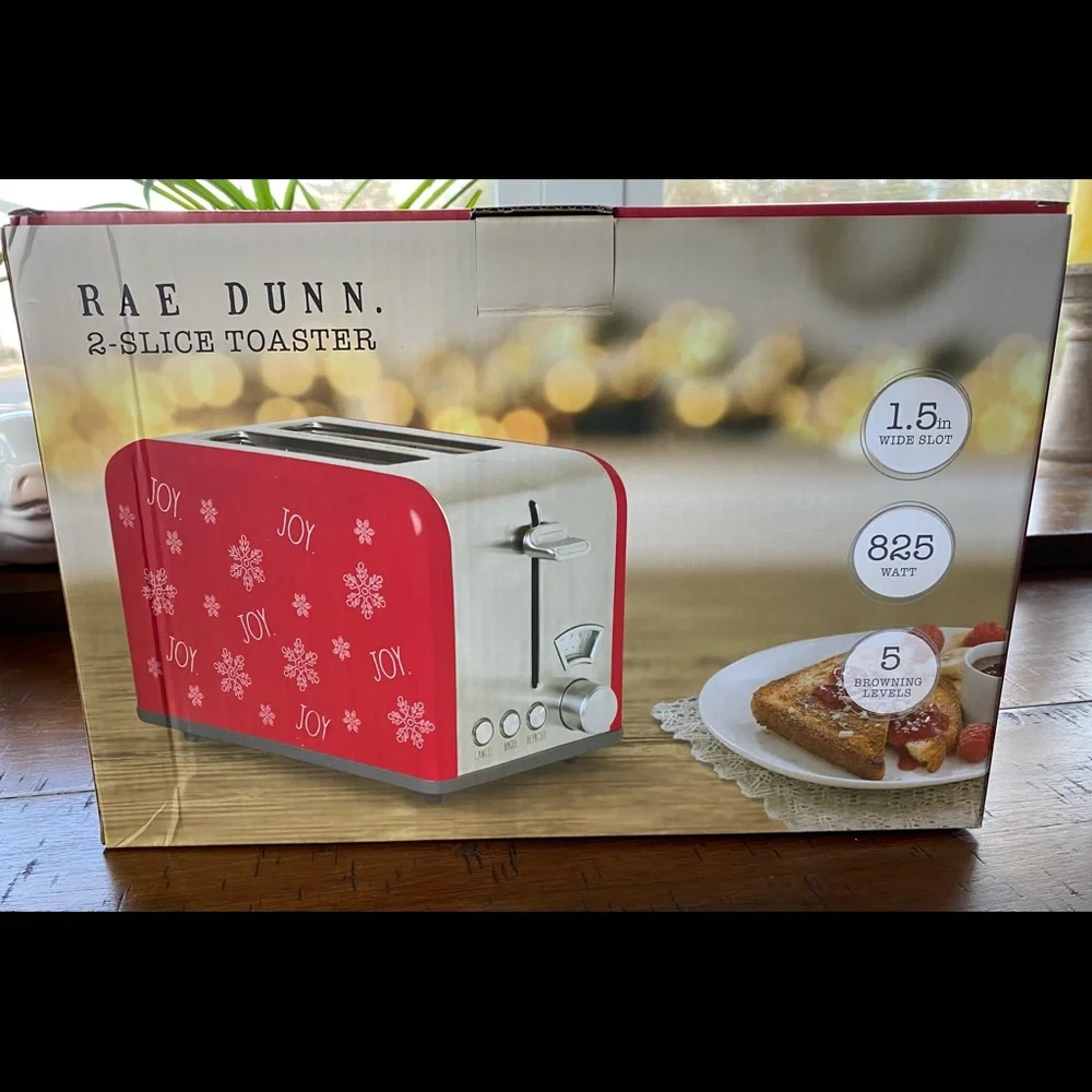 •NIB•Rae Dunn ‘JOY’ Toaster- Red Holiday Print❄️